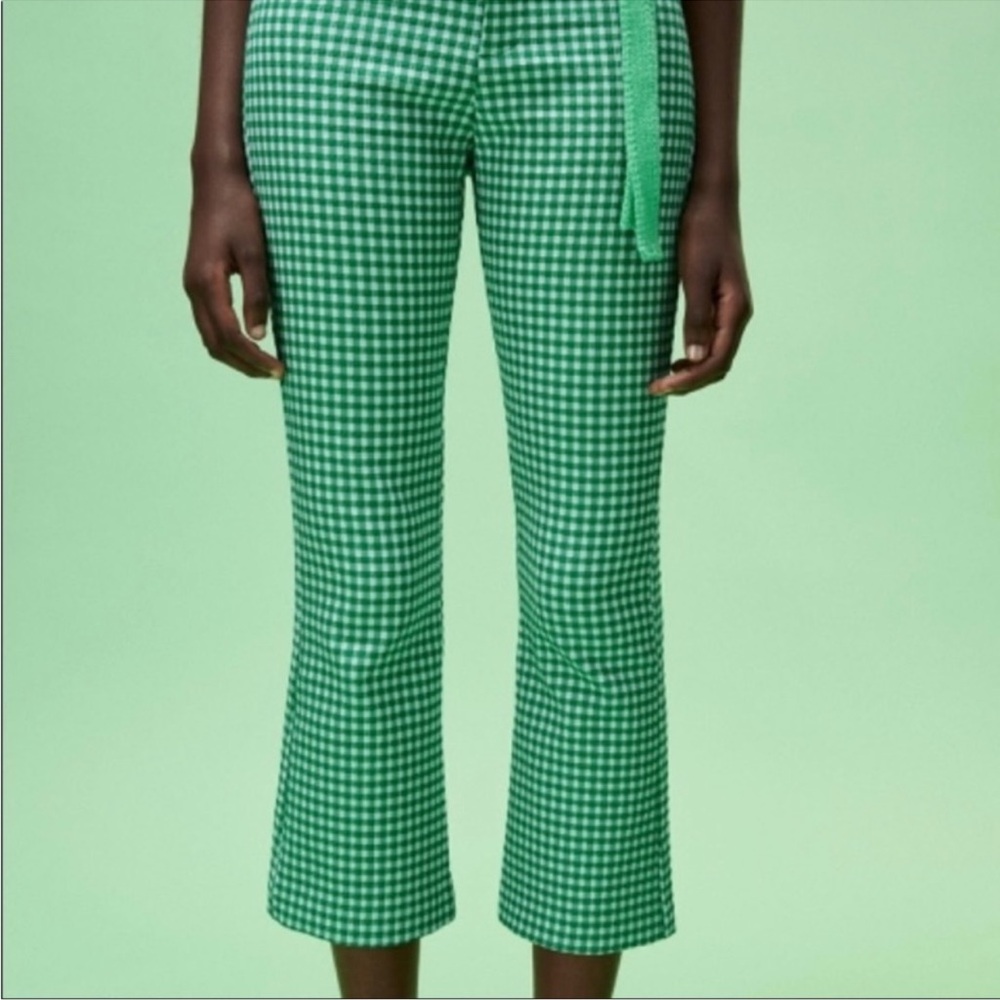 Zara Green gingham Cropped Pants